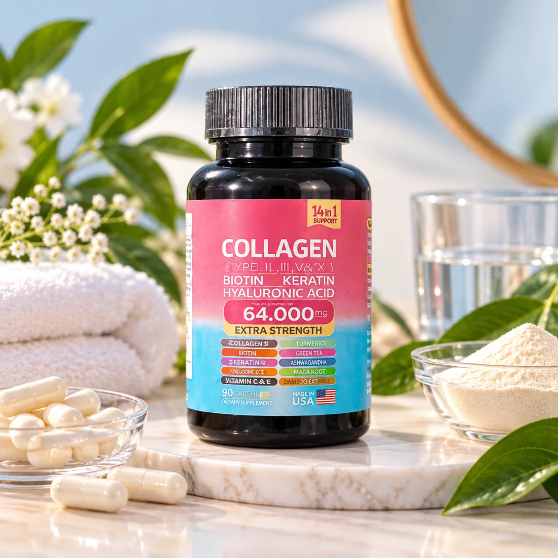 Collagen 14-in-1 Extra Strength 64,000 mcg, 90 count