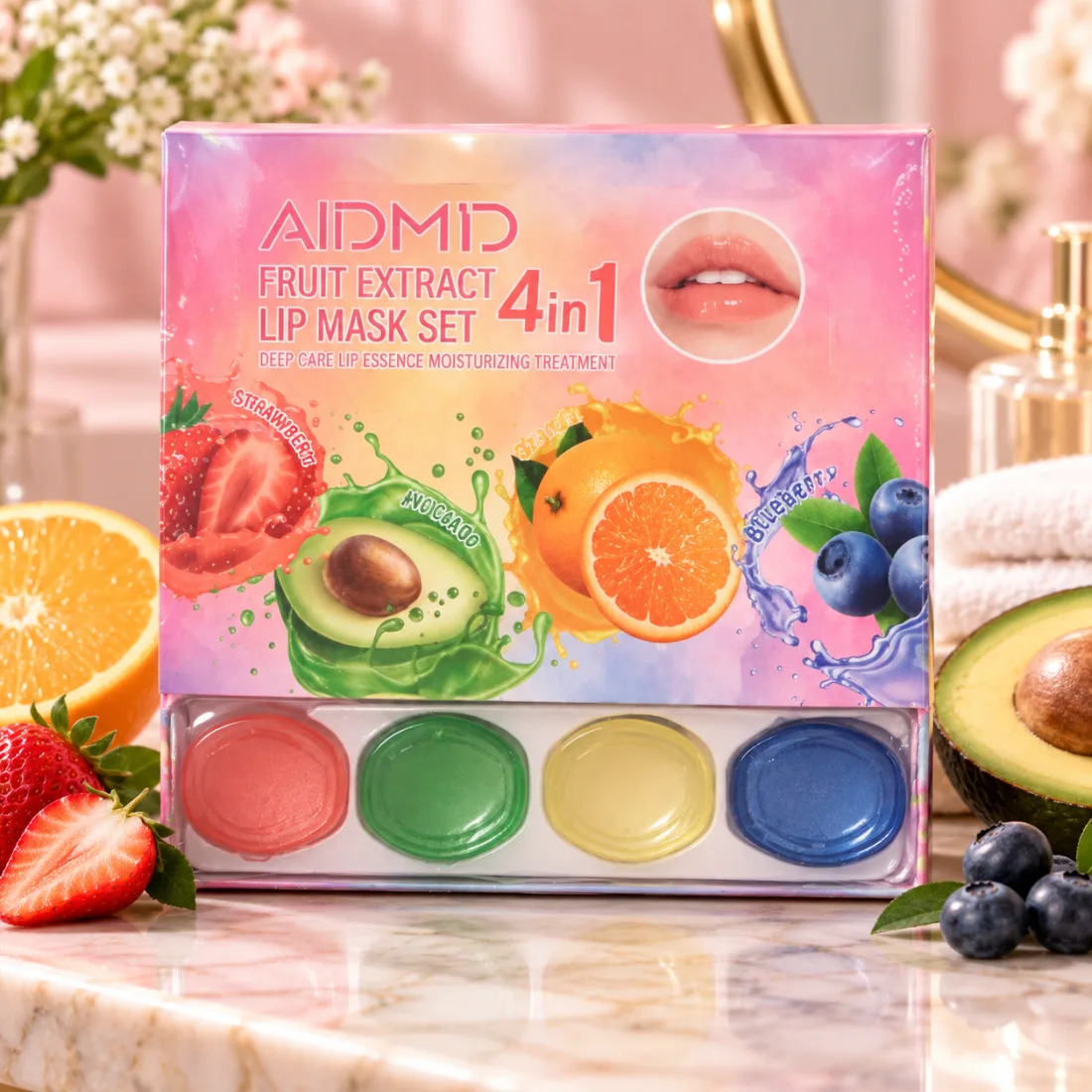 AIDMID Fruit Extract 4-in-1 Lip Mask Set ( 20 pieces)