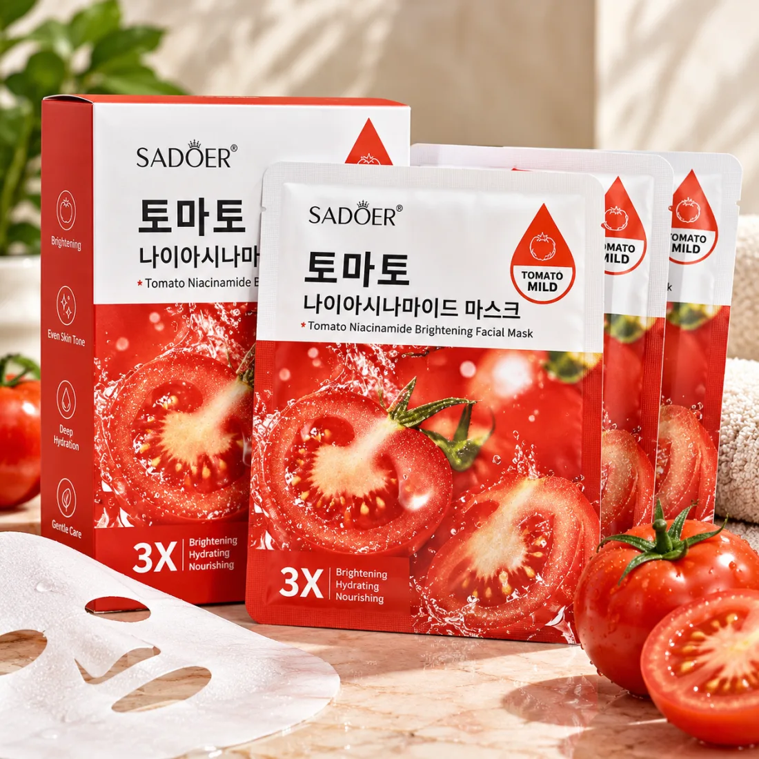 SADOER Tomato Niacinamide Brightening Facial Mask