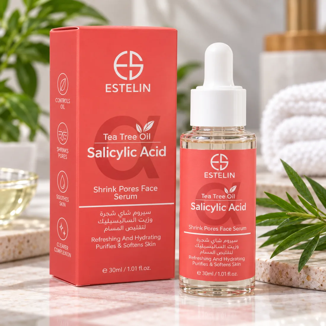 ESTELIN Tea Tree Oil Salicylic Acid Shrink Pores Face Serum 30 ml